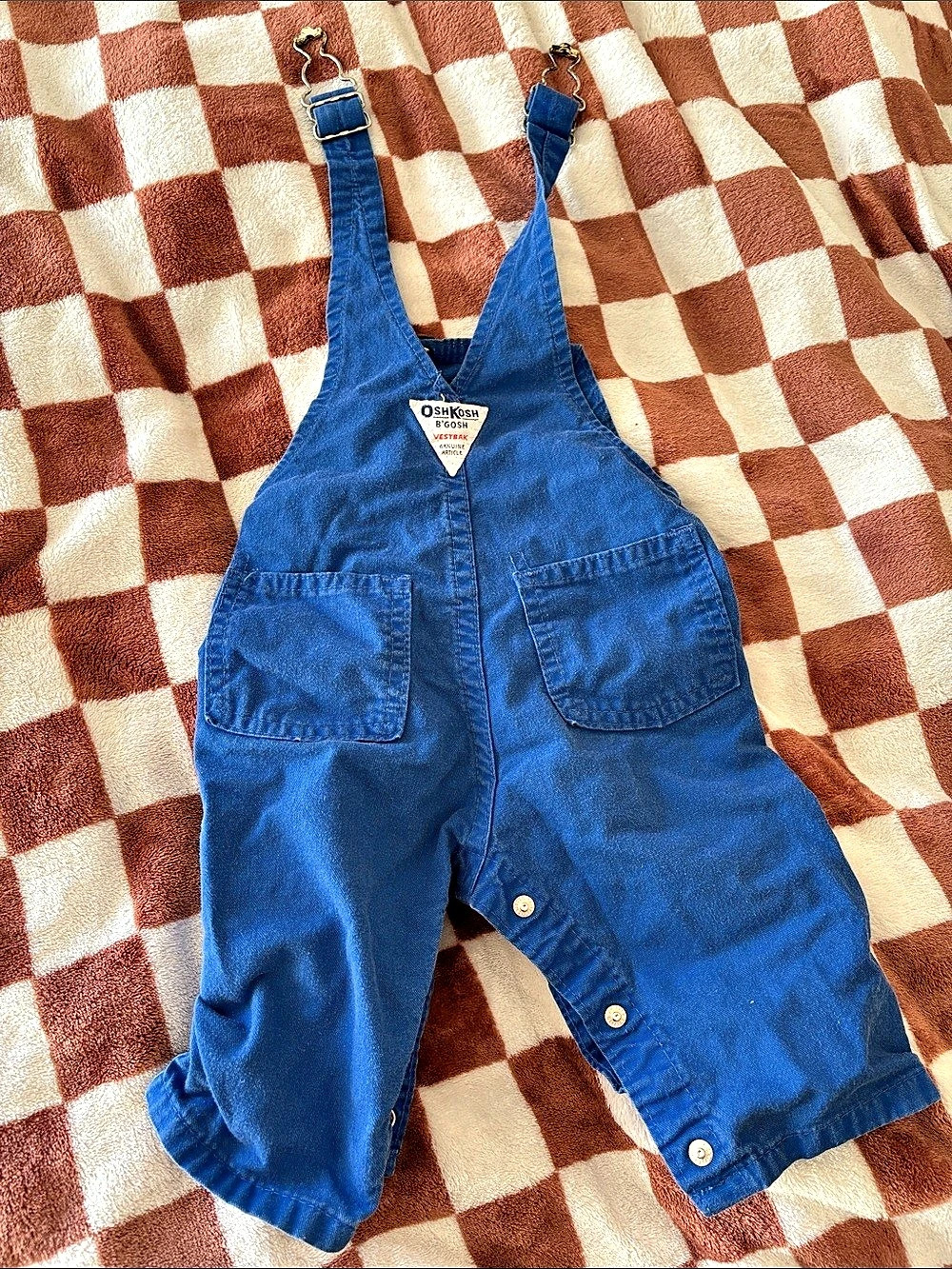 OshKosh B'Gosh Vintage Bib Overalls Blue Baby 3/6M Cotton Overalls - Picture 1 of 7